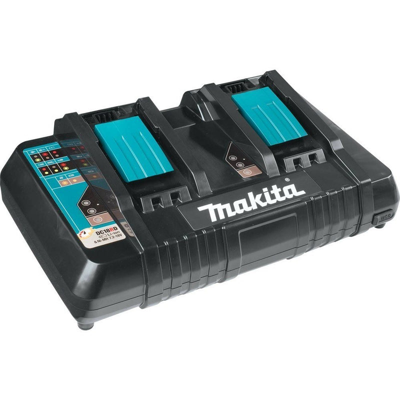 CARGADOR DE BATERIAS MAKITA, 18V Y 14.4V, DC18RD,  2 PUERTOS NVO