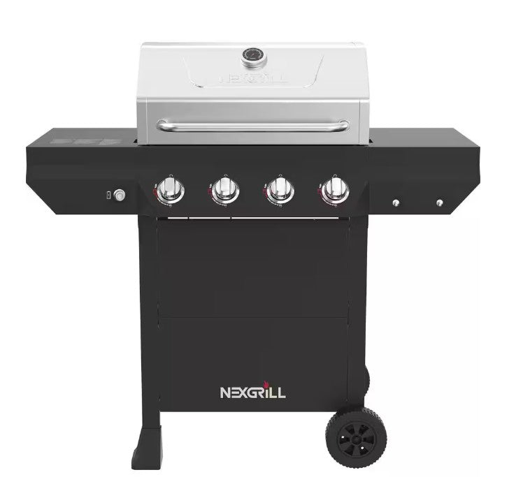 ASADOR DE GAS PORTATIL NEXGRILL, DE ACERO INOXIDABLE CON 4 QUEMADORES NEGRO