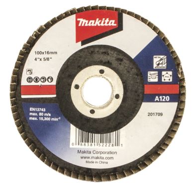 DISCO FLAP ALUMINIO 4-1/2" G120 CON SOPORTE FIBRA VIDRIO C/ANGULO