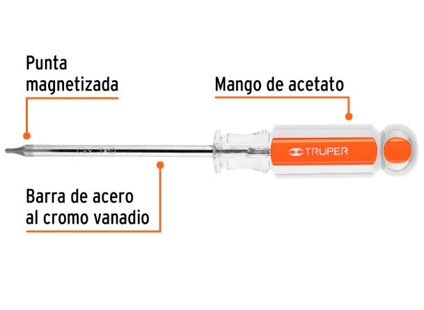 DESARMADOR PUNTA TORX T10 MANGO DE ACETATO PRETUL TR 01
