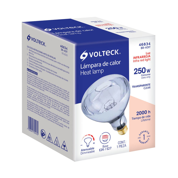 FOCO INCANDECENTE DE CALOR BR40 250 W TRANSPARENTE