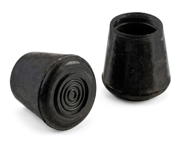 Puntas de goma negras para patas de muebles, base con espiral