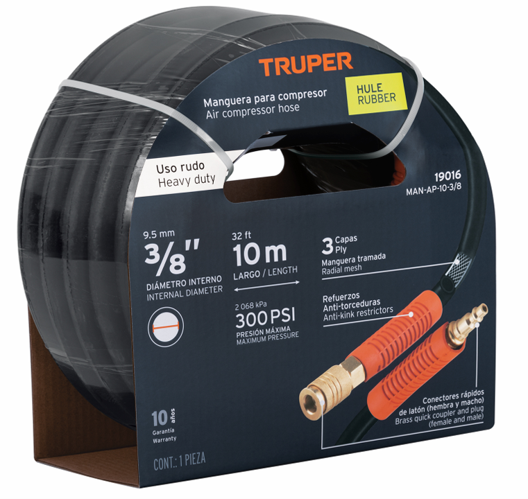 MANGUERA PARA AIRE, DE 3/8" X 10 m (32 ft), DE HULE, TRUPER