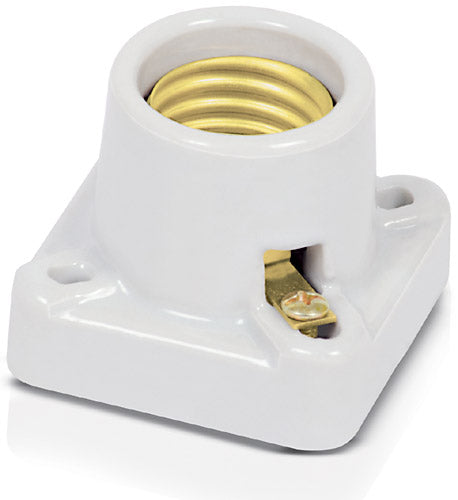 PORTALAMPARA DE PORCELANA, BASE CUADRADA, VOLTECH
