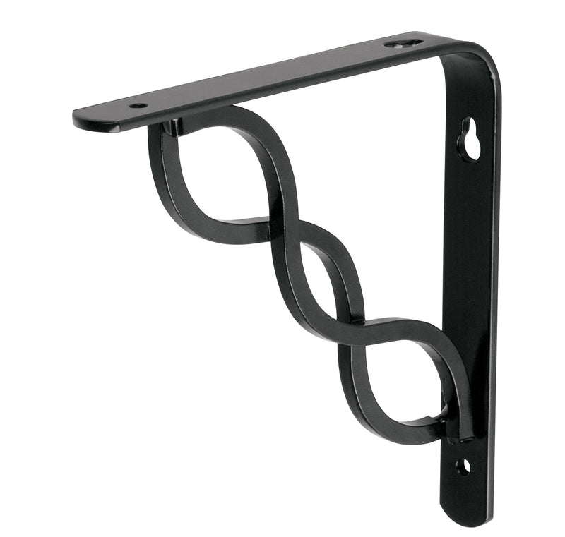 MENSULA REFORZADA 8" X 8", NEGRA, DISEÑO TRENZADO, FIERO