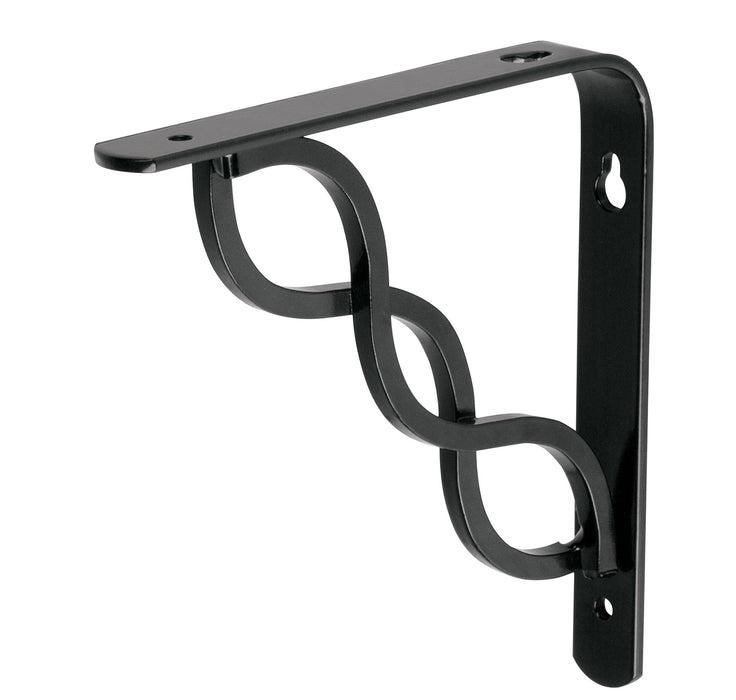 MENSULA REFORZADA 8" X 8", NEGRA, DISEÑO TRENZADO, FIERO