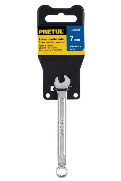 LLAVE COMBINADA MILIMETRICA 7 mm X 110 mm DE LARGO PRETUL