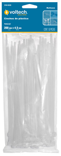 CINCHOS DE PLASTICO, 20 CM, 50 LBS, NATURALES, 50 PZAS