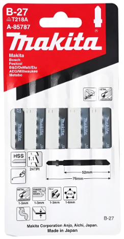 SEGUETA PARA METAL HSS 52 mm CORTE RECTO FINO (B27) T218A