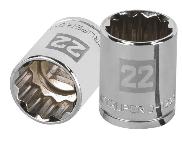 DADO DE 22 mm, CUADRO DE 1/2", 12 PUNTAS, D-1222-EM
