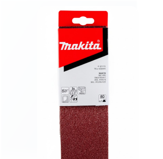 LIJA DE BANDA 3" X 21" G. 80 P/MAD 5 PZAS