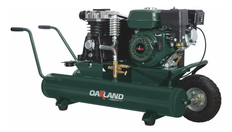 COMPRESOR DE AIRE DOBLE TANQUE, 6.5 HP A GASOLINA, 32 LITROS, OAKLAND