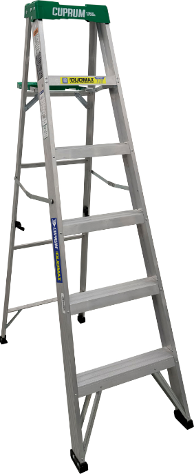 ESCALERA DE TIJERA 6' ALUMINIO TII TAPA VERDE CON  IMAN