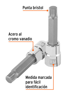 DADO PUNTA LARGA BRISTOL M14 CUADRO DE 1/2" TRUPER