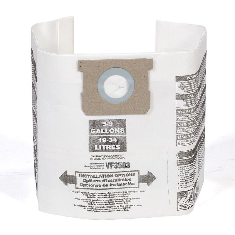 BOLSA DE PAPEL PARA ASPIRADORA 5 A 10 GALONES RIDGID VF3503