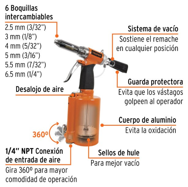 REMACHADORA NEUMTICA 1/4" DE ALUMINIO TRUPER