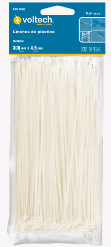 CINCHOS DE PLASTICO, 30 CM, 50 LBS, NATURALES, 50 PZAS