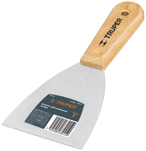 ESPATULA DE 3", RIGIDA, MANGO DE MADERA