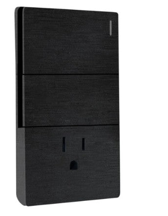 APAGADOR DOBLE+TOMACORRIENTE SANTORINI 127 V / 15 A PLASTICO ABS NEGRO