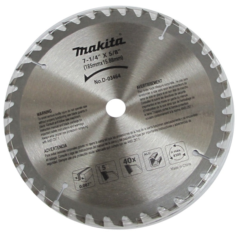 DISCO PARA SIERRA CIRCULAR 7-1/4" X 40D X 5/8", PARA ALUMINIO