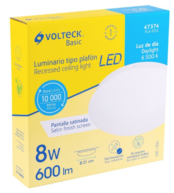 LUMINARIO LED 8W PLAFON DECORATIVO LISO LUZ DE DIA