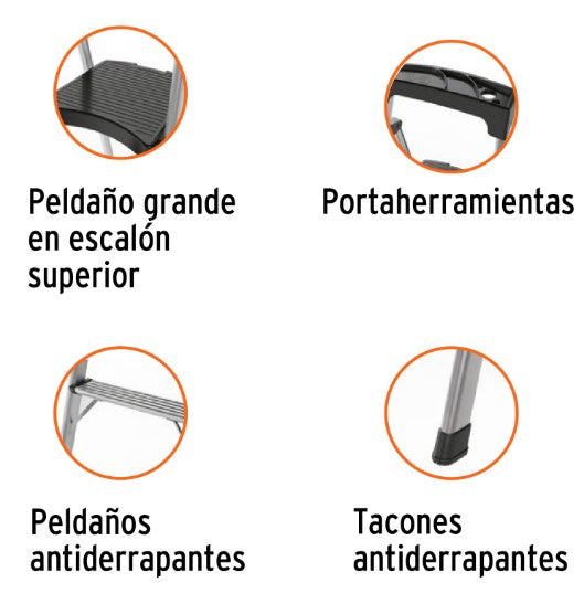 ESCALERA TUBULAR 3 PELDAÑOS PLEGABLE DE ALUMINIO TRUPER