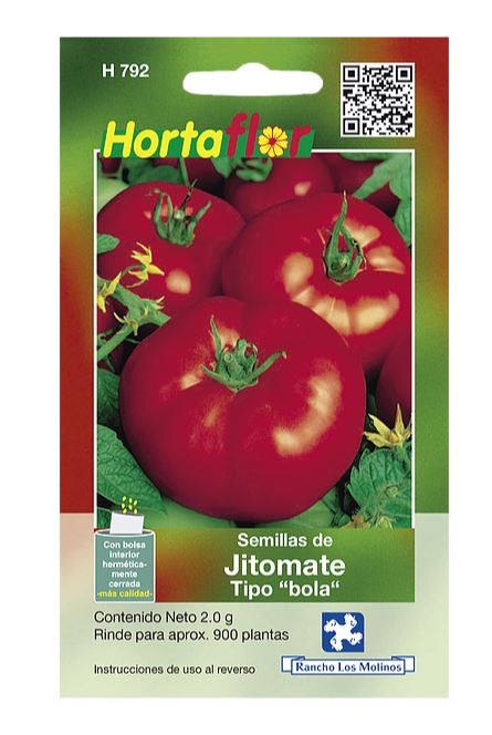 SOBRE DE SEMILLAS DE JITOMATE TIPO BOLA HORTAFLOR, CONTENIDO DE 2G
