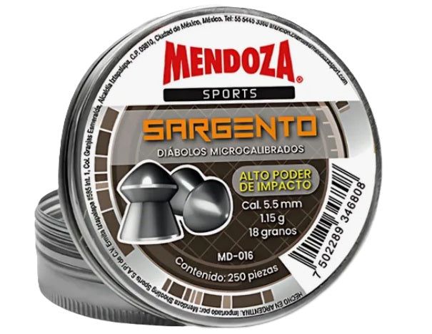 DIABOLO CAL. 5.5 MM, MENDOZA SARGENTO METAL 250 PZAS
