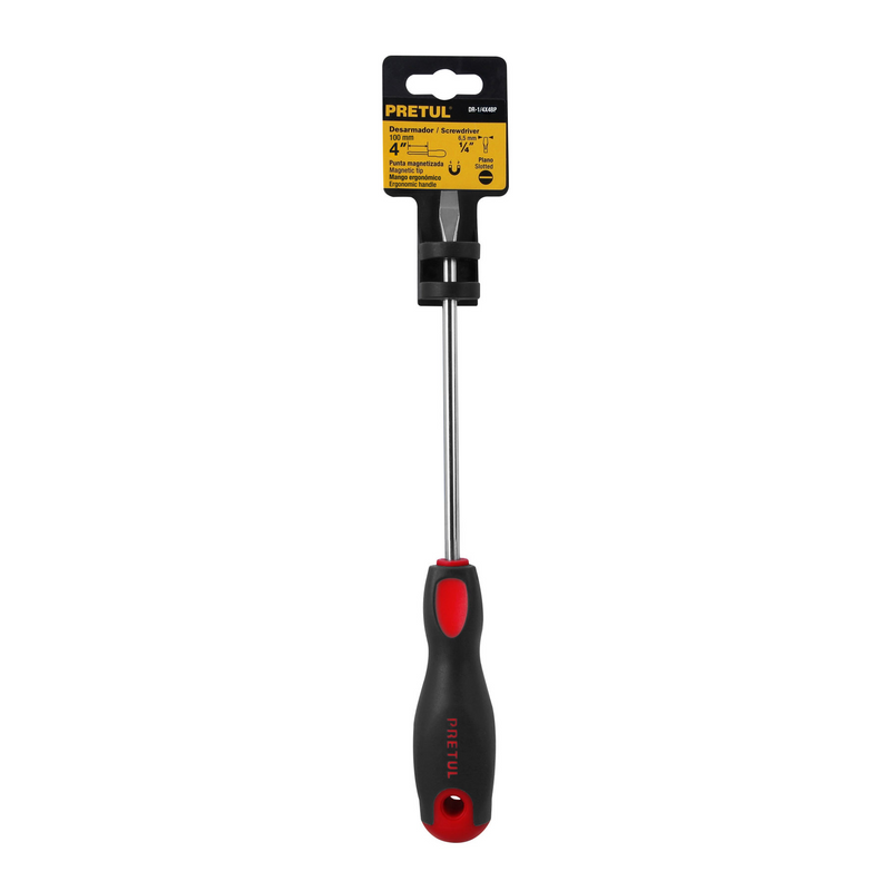 DESARMADOR PLANO, 1/4" X 4", MANGO BIMATERIAL COMFORT GRIP