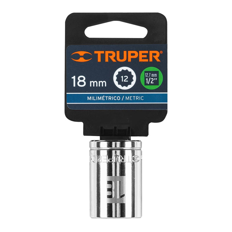 DADO DE 18 mm, CUADRO DE 1/2", 12 PUNTAS, D-1218-EM