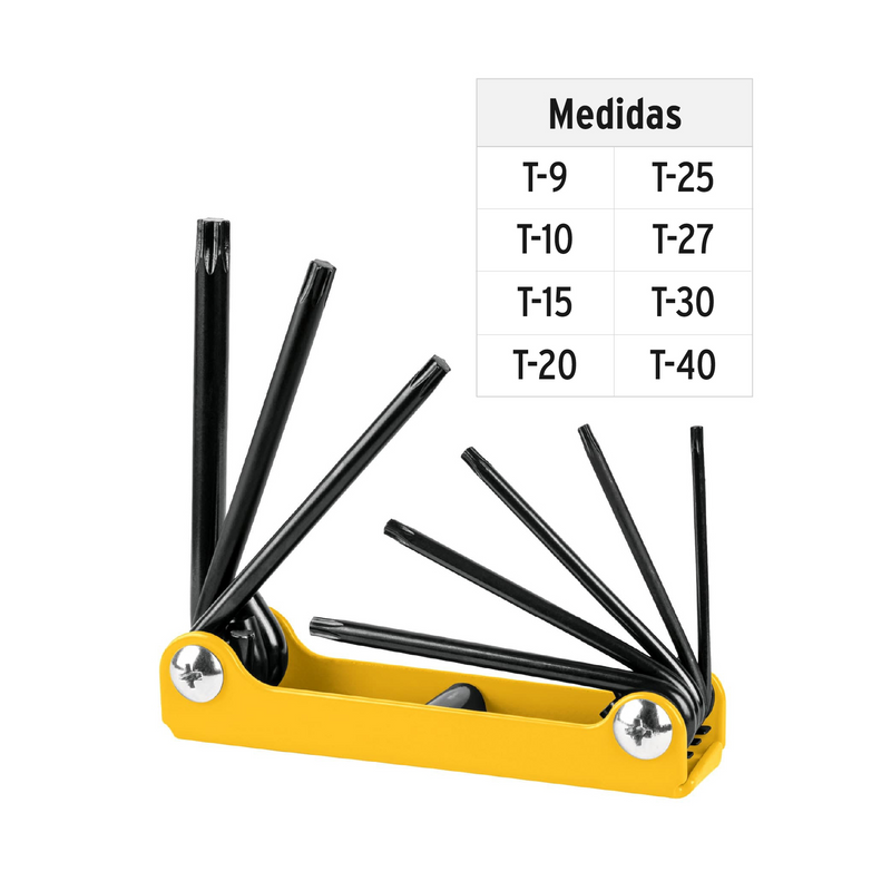 JUEGO DE 8 LLAVES TORX, TIPO NAVAJA