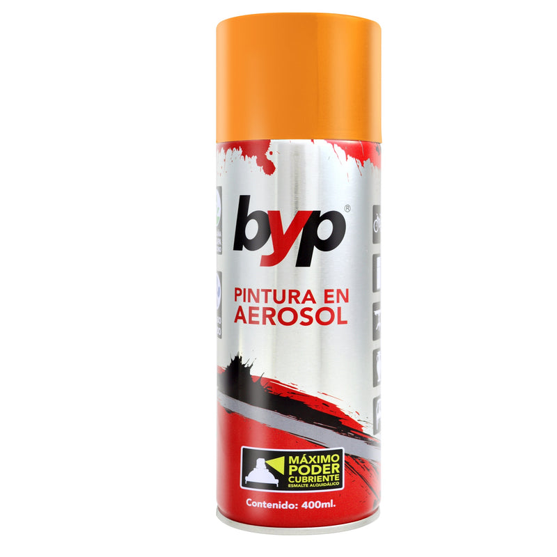 PINTURA EN AEROSOL, COLOR NARANJA FLUORESCENTE, 400 ml, BYP