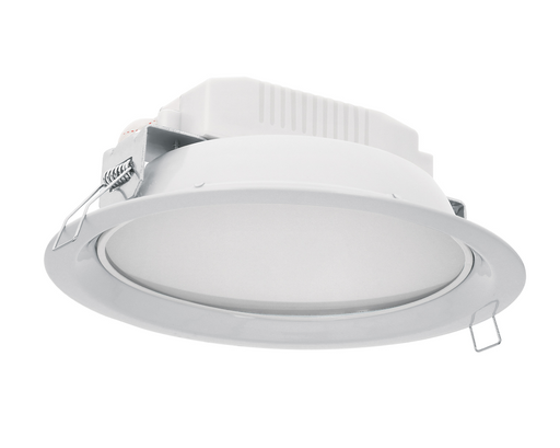 Luminario LED empotrable redondo Volteck de 12 W, con aro blanco y difusor circular.