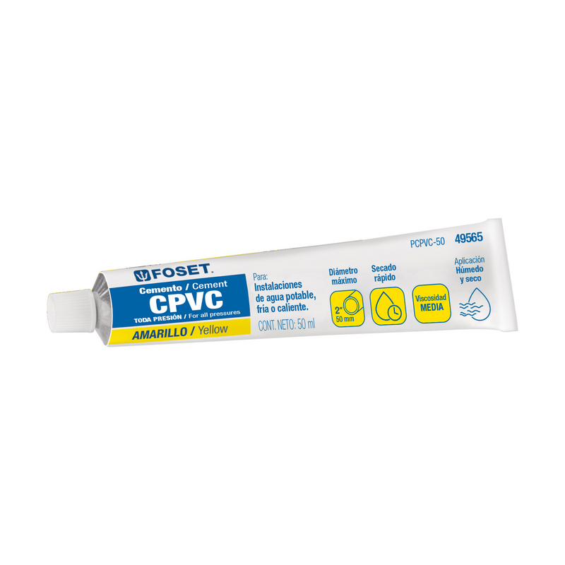 CEMENTO PARA CPVC, AMARILLO, BAJA PRESION, 50 ml