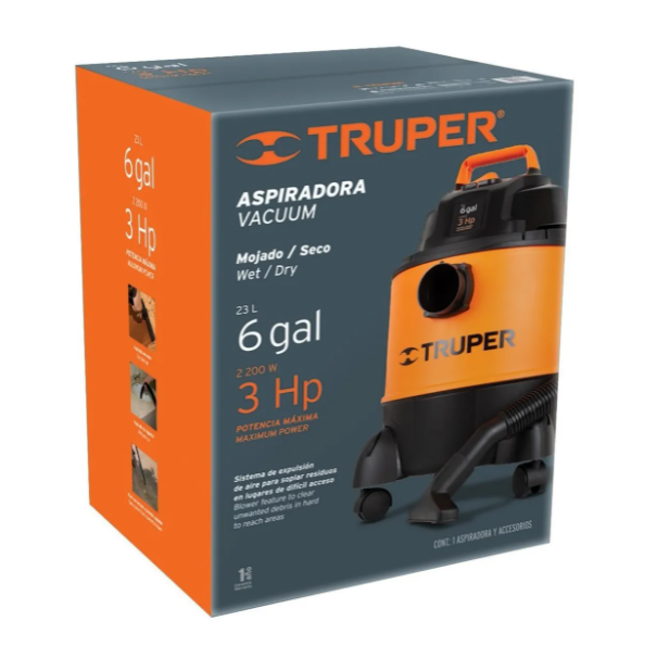 ASPIRADORA ELECTRICA TRUPER, CAPACIDAD DE 6 GALONES