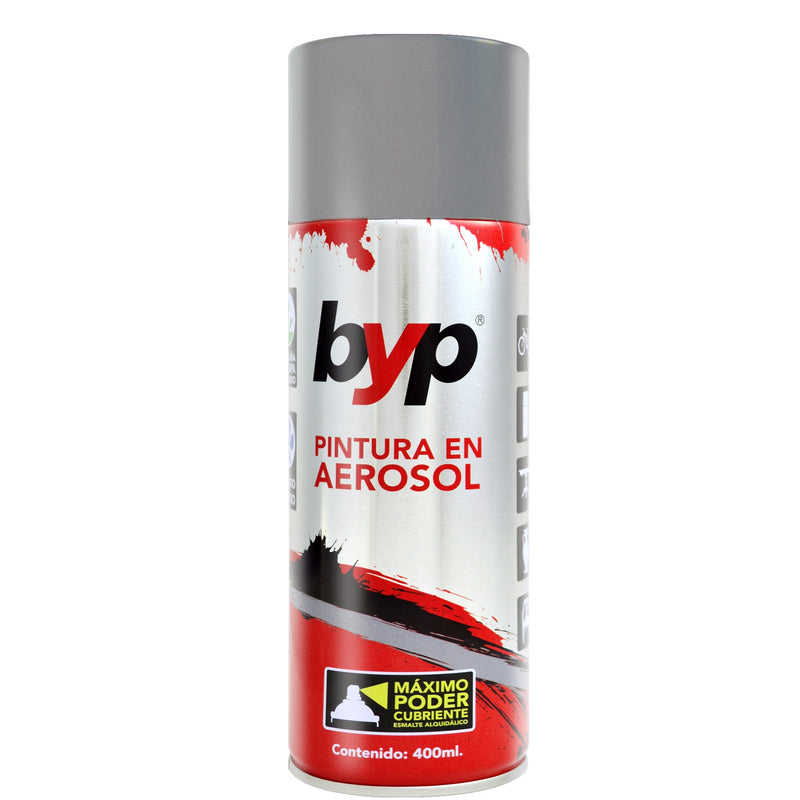 PINTURA EN AEROSOL, COLOR GRIS, 400 ml, BYP