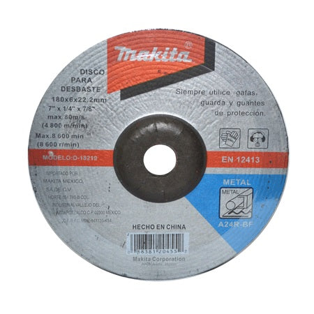 DISCO DE DESBASTE 7" X 1/4" X 7/8", METAL, MAKITA