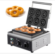Máquina para hacer donas con 6 moldes, acero inoxidable y perillas frontales