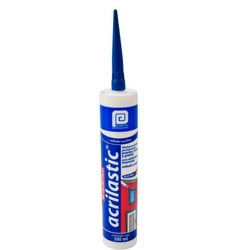 Sellador acrílico ACRILIASTIC para puertas y ventanas, tubo 300 ml, tapa azul