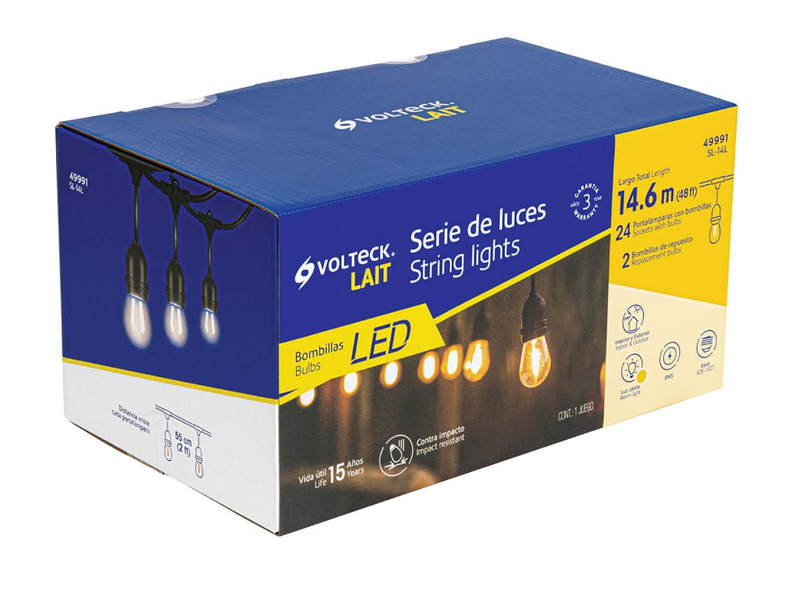 Caja de luces LED para exterior VOLTECK, Serie de 14,6 m, 24 unidades