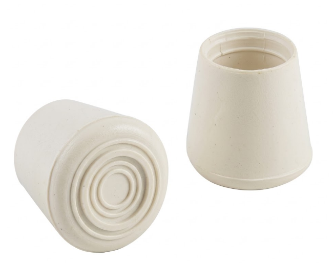 Puntas de goma blancas para patas de muebles, 1 pulgada, cilíndricas