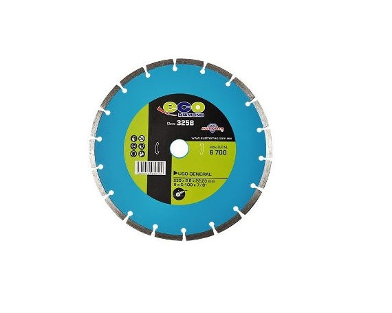 DISCO DE DIAMANTE 9" X 7/8" SEGMENTADO PARA ESMERILADORA, ECO DIAMOND