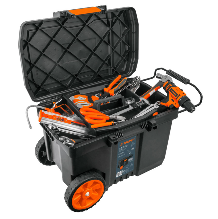 CAJA PARA HERRAMIENTA DE 23", PLÁSTICA, CON RUEDAS Y MANGO TELESCÓPICO