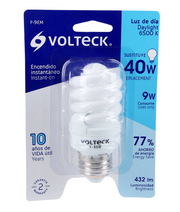 Embalaje de lámpara LED mini espiral Volteck, luz de día 6500K, 9W