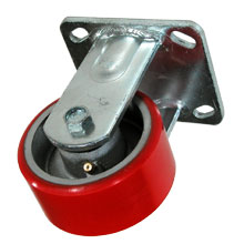 RUEDA DE HULE DE 4" X 2", ROJA, BASE FIJA, HEAVY DUTY
