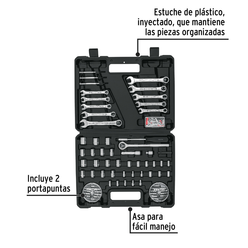 JUEGO DE HERRAMIENTAS PARA MECANICA, 71 PIEZAS, PRETUL