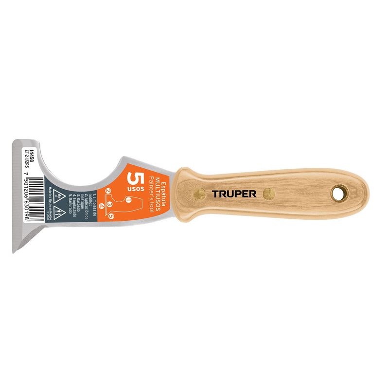 ESPATULA DE 2-12", DE 5 USOS, MANGO DE MADERA