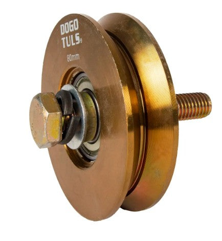 RUEDA DE ACERO V PARA PORTON PERNO 80 mm