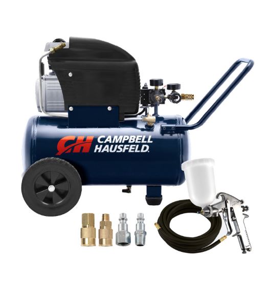 COMPRESOR DE AIRE 24 L, 2HP, 4.6 CFM @ 40 PSI, 3.2 CFM @ 90 PSI, PISTOLA, MANGUERA Y ACOPLES.