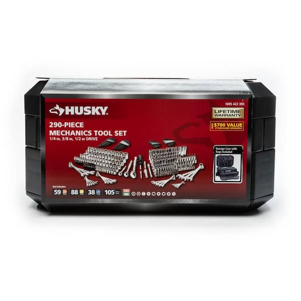 JUEGO DE DADOS HUSKY 290PC  1/4, 3/8, 1/2 " /